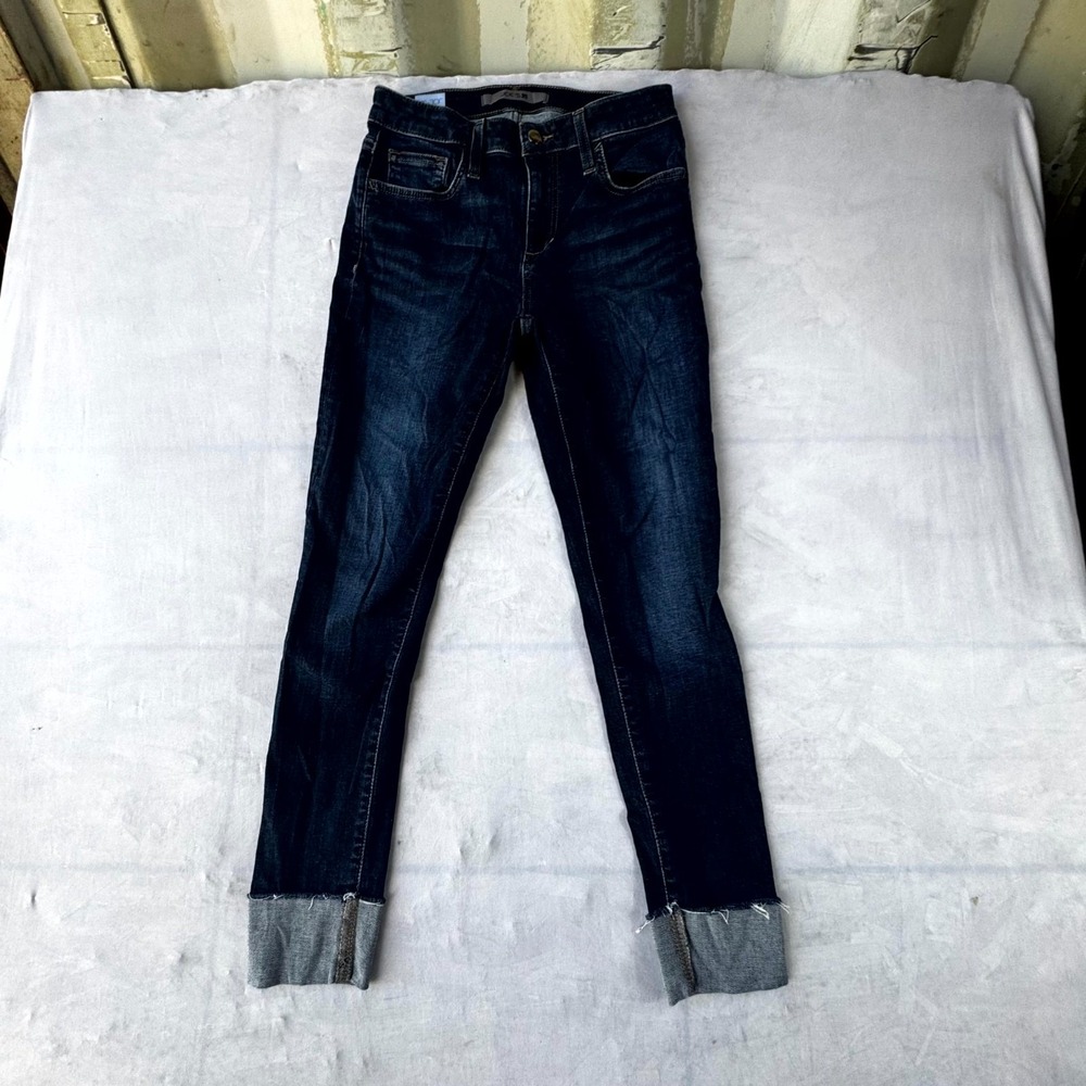 Joe's Skinny Fit Jeans Womens 25W Blue Denim Cotton Logo Stretch Upturned Ankles